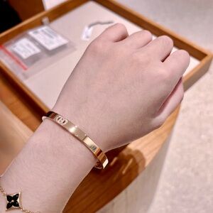 Hermes 18K Rose Gold Diamond PM H D'Ancre Bracelet SH